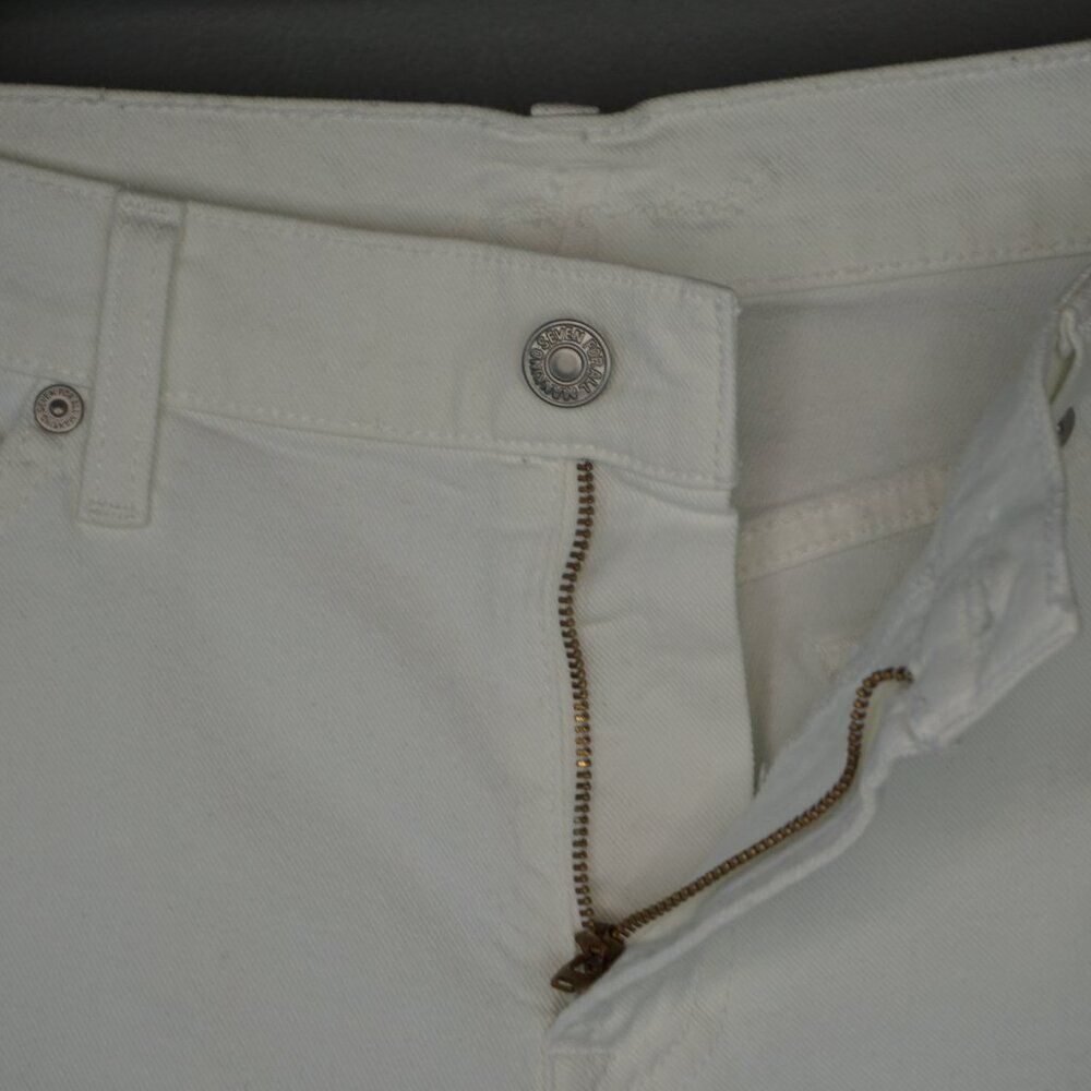 7 for All Mankind Mid Rise Rolled Cuffed Shorts in White Size 31 New - Picture 10 of 12